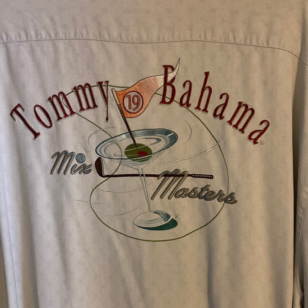 Embroidered Tommy Bahama silk shirt